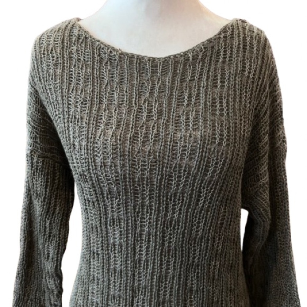Eileen Fisher Organic Linen Open Knit Sweater Minimalist Euro Summer Coastal M